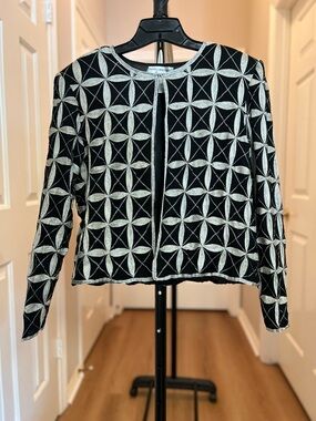 Papell Boutique Black Evening Silk Label Top